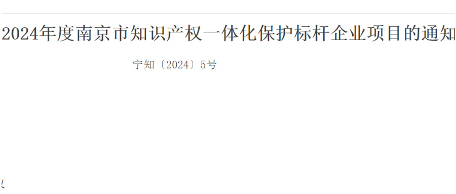 4月15日申報截止！南京市知識產(chǎn)權(quán)一體化保護標桿企業(yè)項目啟動